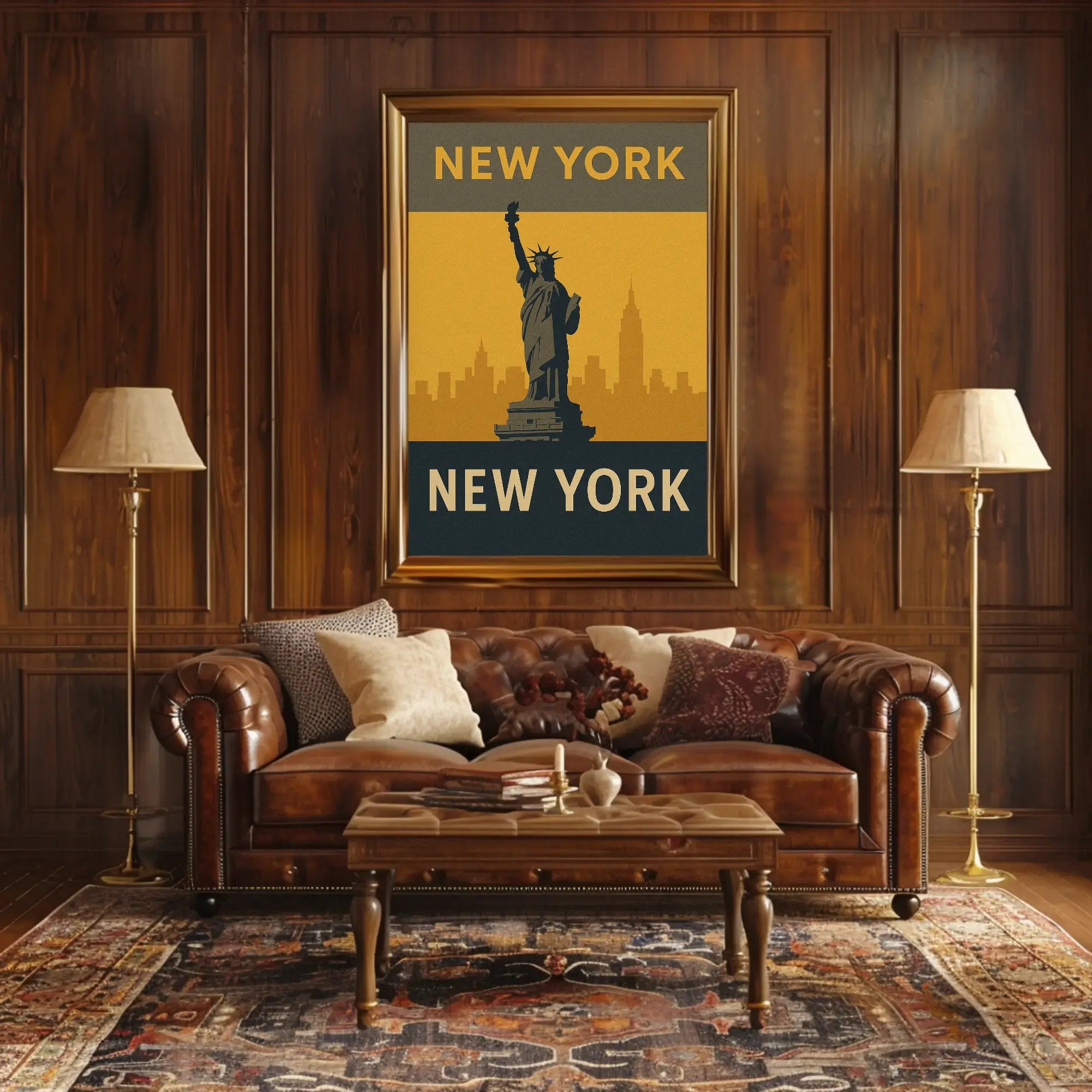 Statue of Liberty Retro Design Travel Poster PosterGoat
