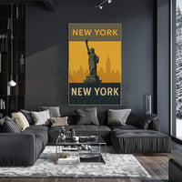 Statue of Liberty Retro Design Travel Poster PosterGoat