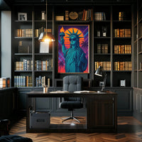 Statue of Liberty Retro Vaporwave Pop Culture Poster PosterGoat