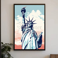 Statue of Liberty Serene Graphic Travel Poster PosterGoat