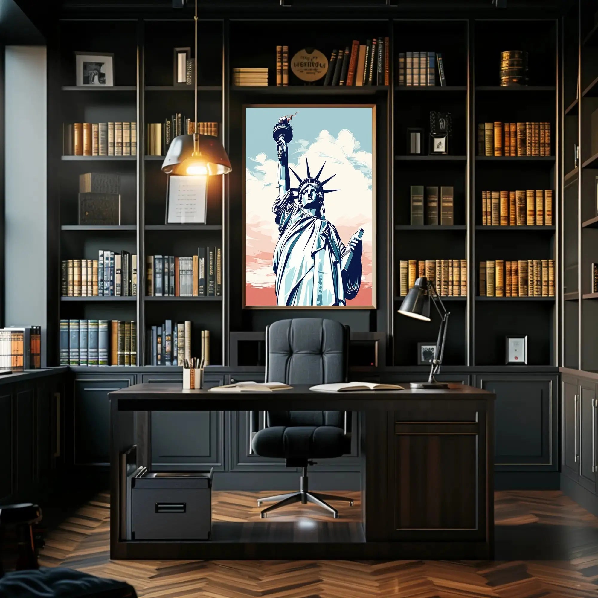 Statue of Liberty Serene Graphic Travel Poster PosterGoat