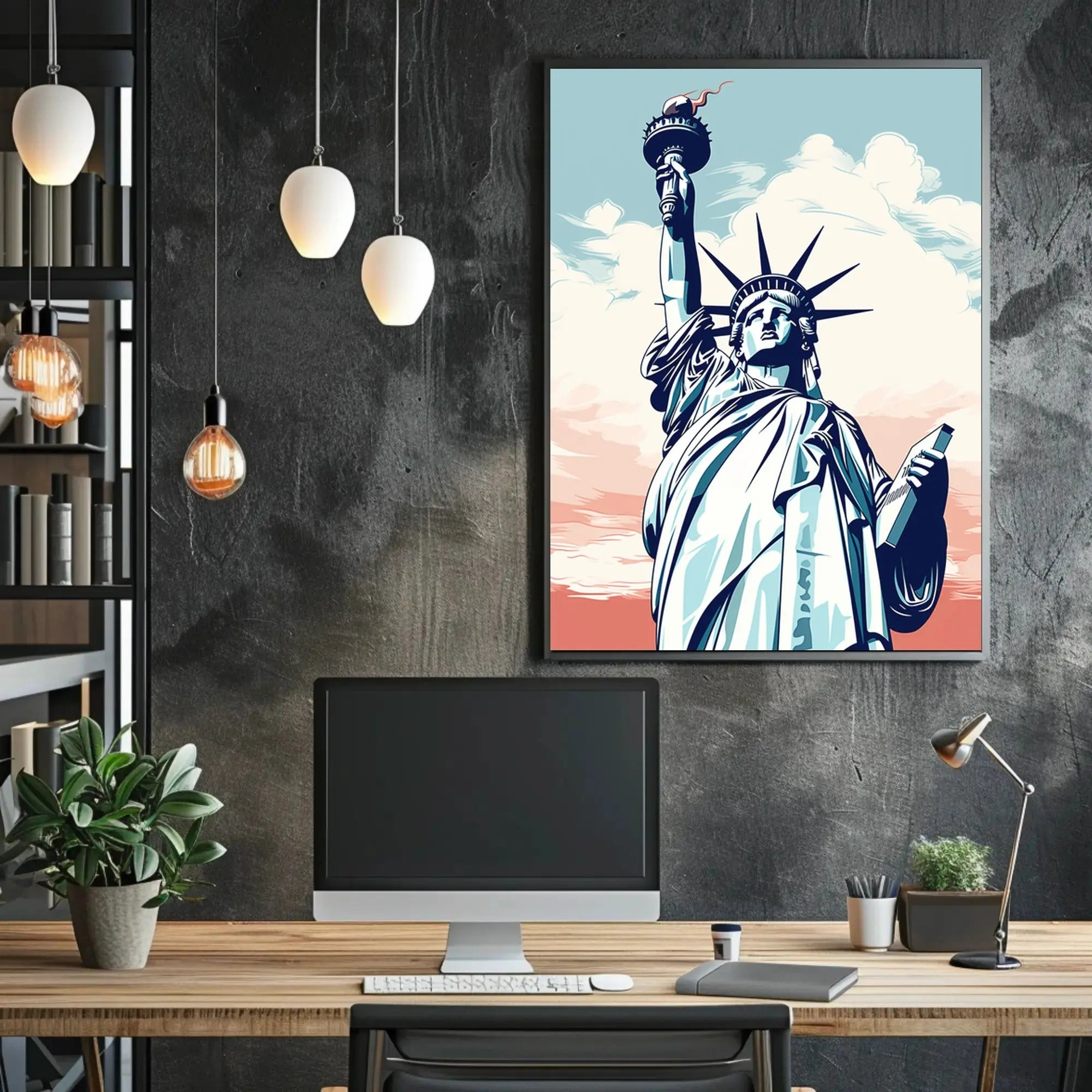 Statue of Liberty Serene Graphic Travel Poster PosterGoat