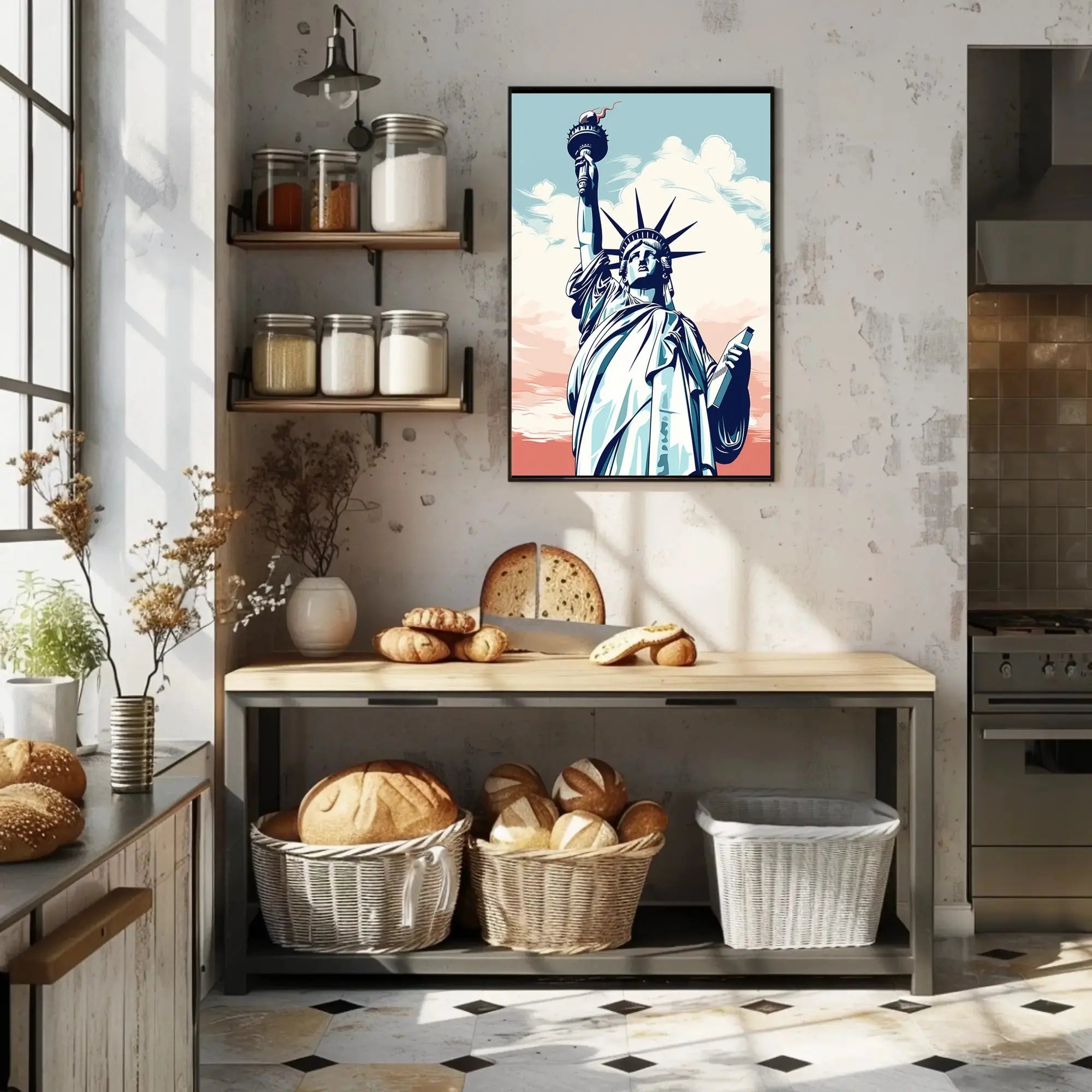Statue of Liberty Serene Graphic Travel Poster PosterGoat