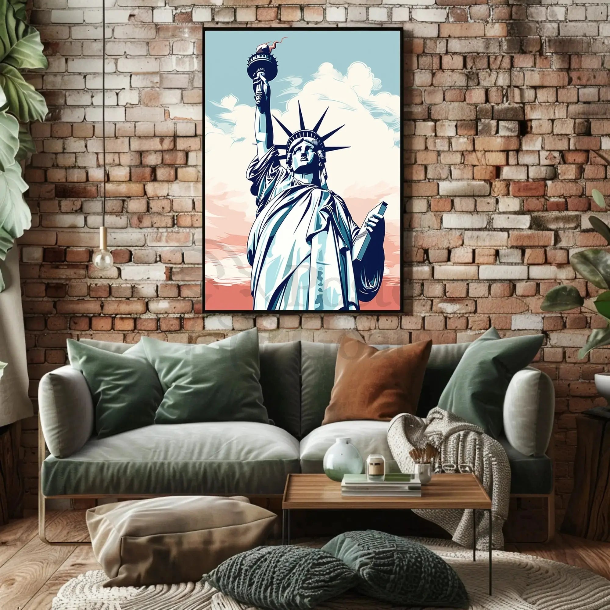 Statue of Liberty Serene Graphic Travel Poster PosterGoat