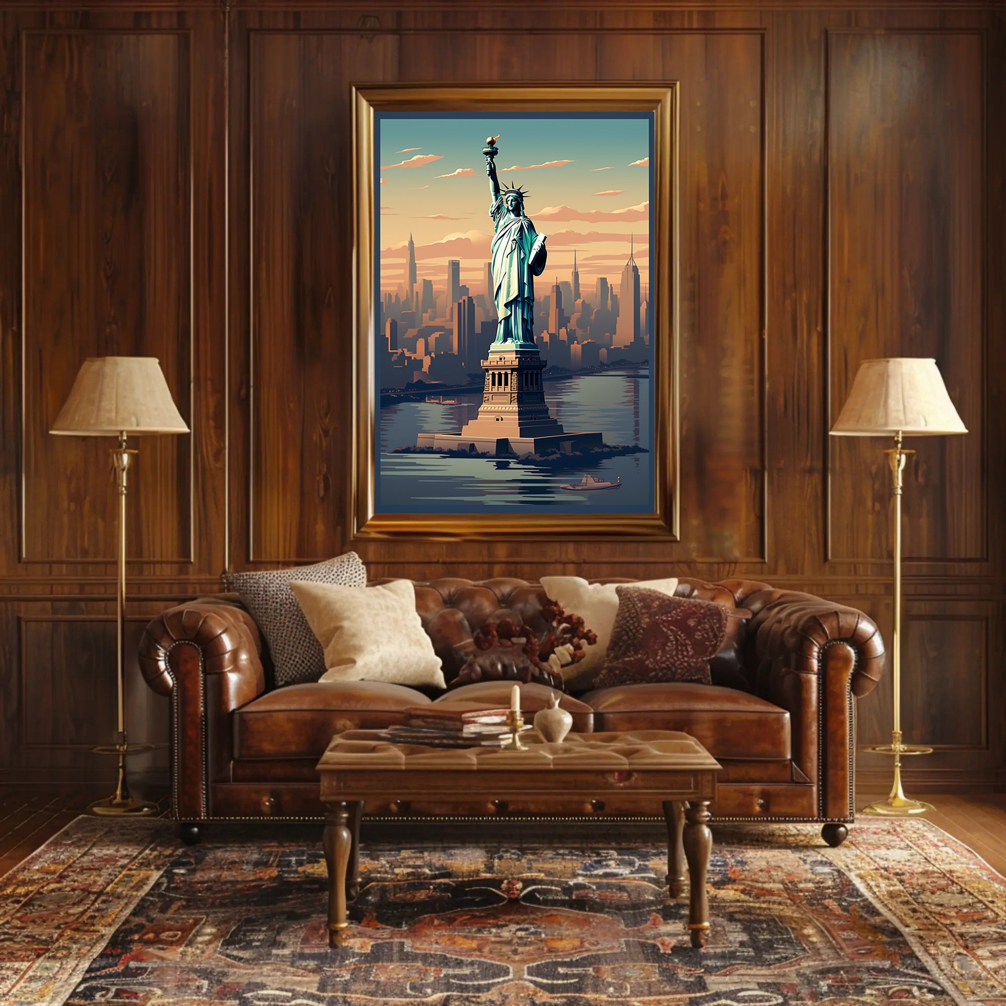 Statue of Liberty Urban Cityscape Poster PosterGoat