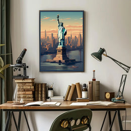 Statue of Liberty Urban Cityscape Poster PosterGoat