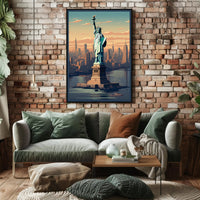 Statue of Liberty Urban Cityscape Poster PosterGoat