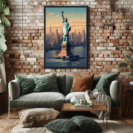Statue of Liberty Urban Cityscape Poster PosterGoat