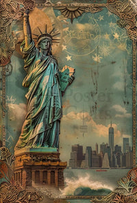 Statue of Liberty Vintage Steampunk Art Heritage Poster PosterGoat