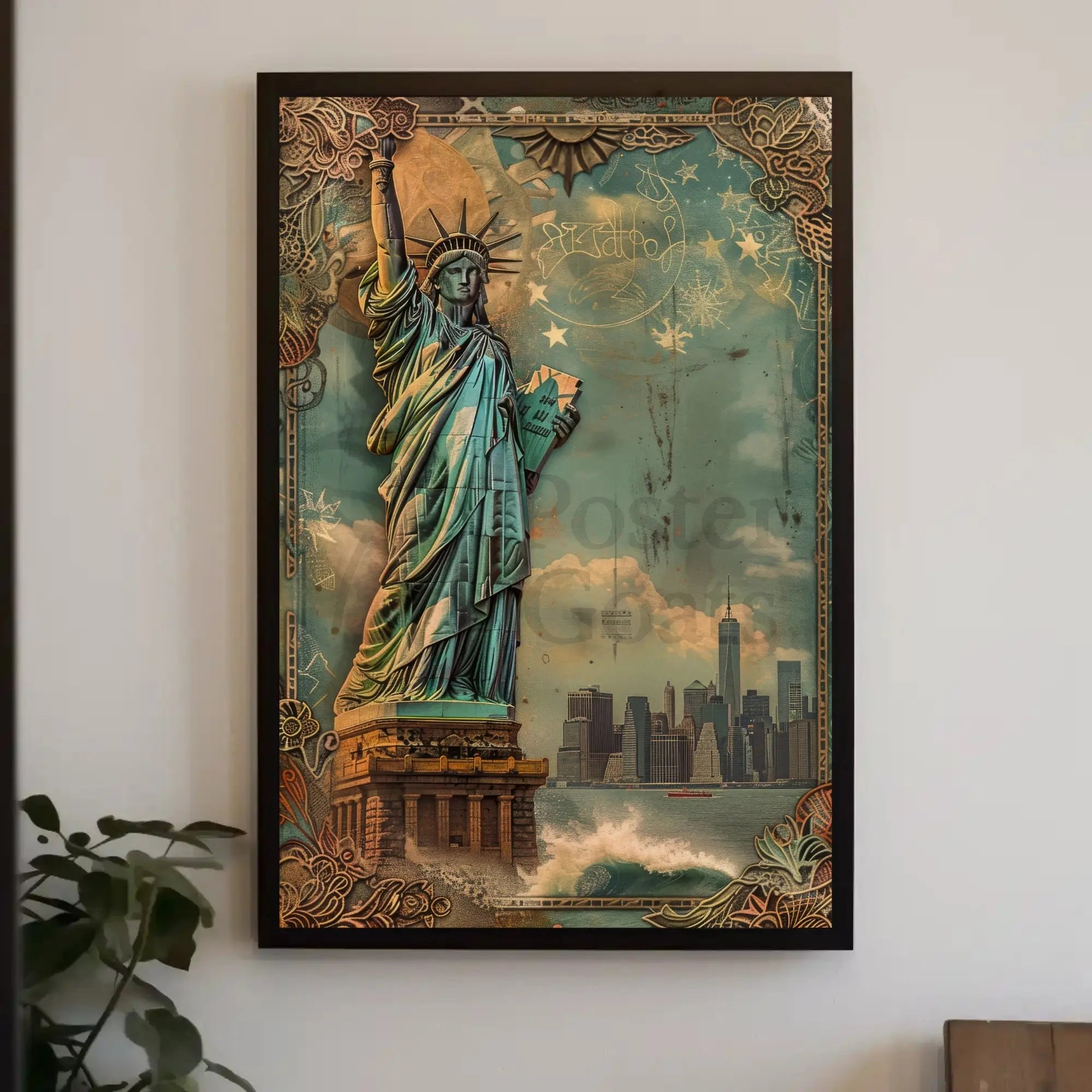 Statue of Liberty Vintage Steampunk Art Heritage Poster PosterGoat