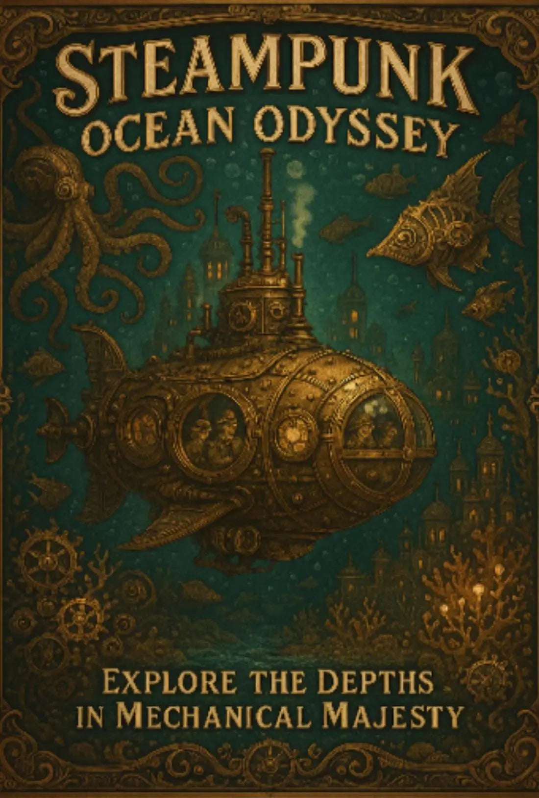 Steampunk Ocean Odyssey Adventure Futuristic Sci-Fi Poster PosterGoat