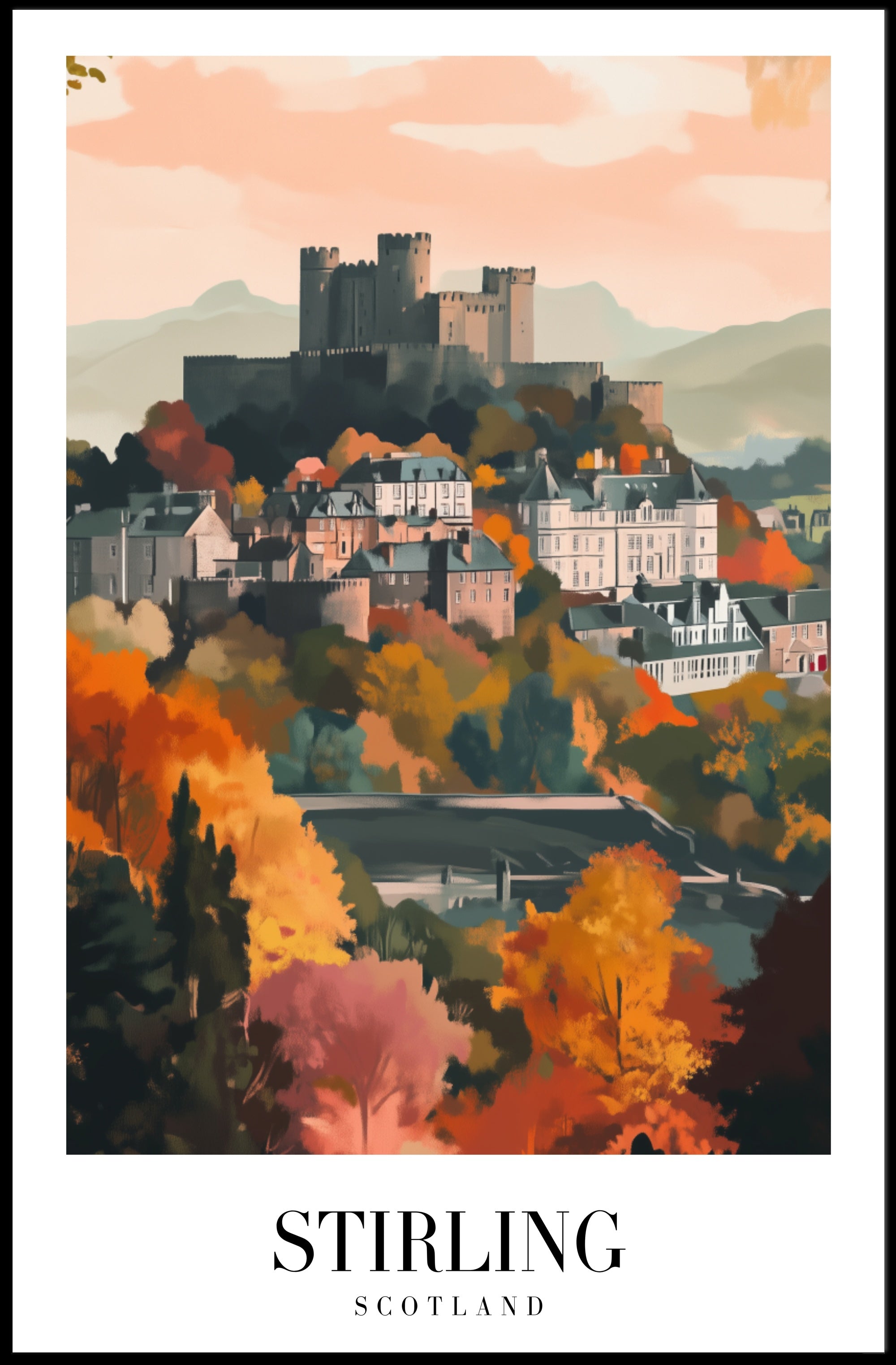 Stirling Castle Autumn View Travel Poster PosterGoat