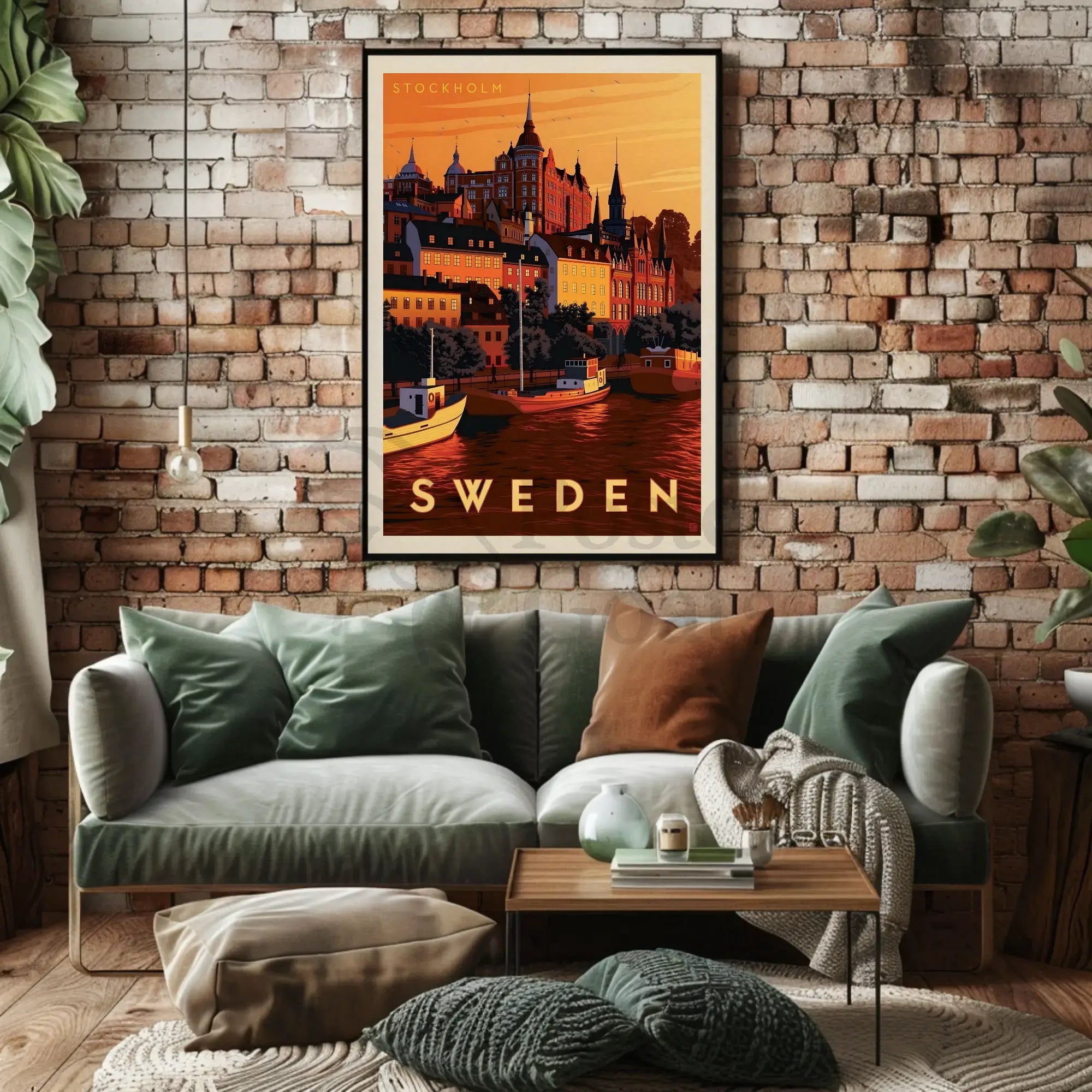 Stockholm Scenic View Vintage Travel Poster PosterGoat
