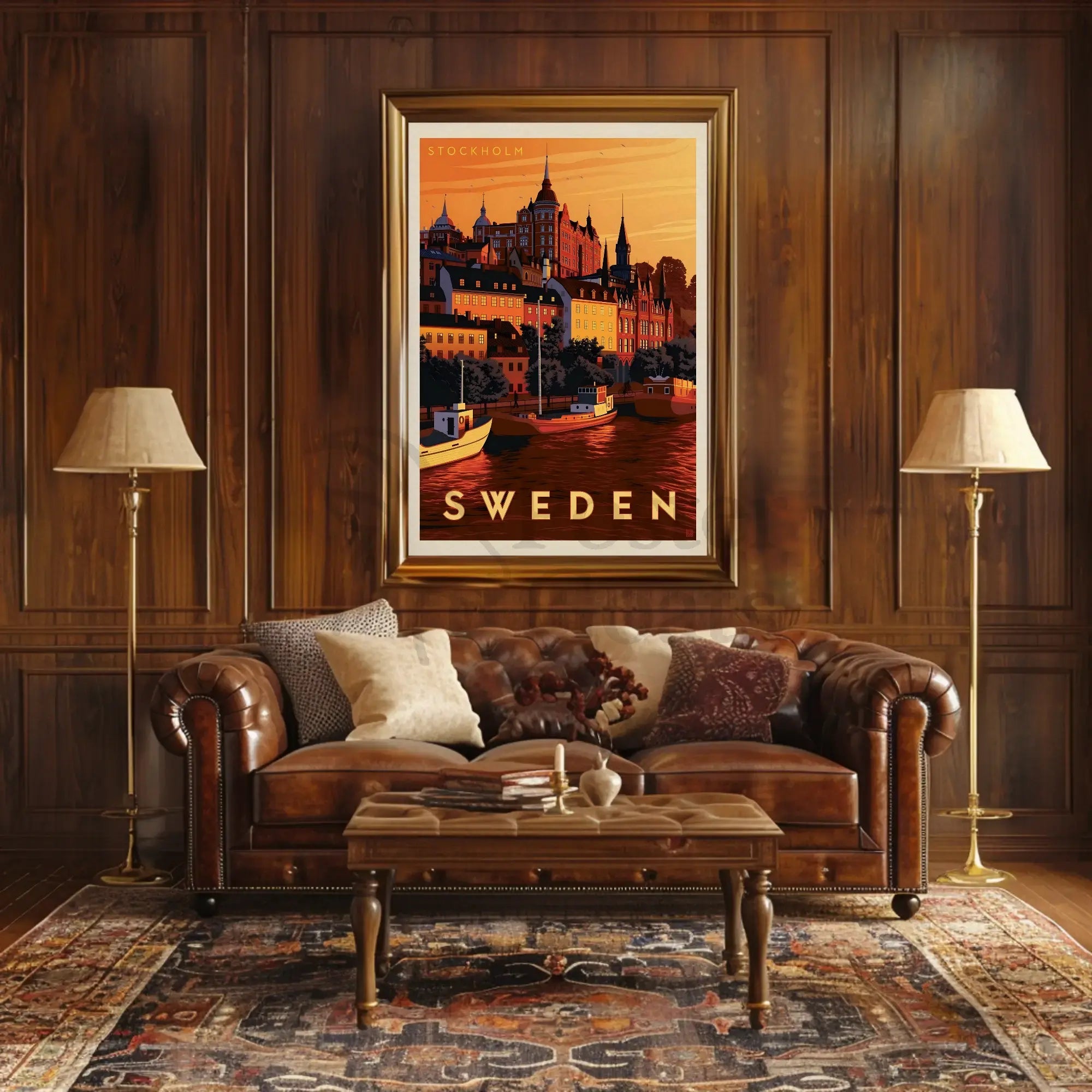 Stockholm Scenic View Vintage Travel Poster PosterGoat