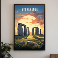Stonehenge Sunset Illustration Cultural or Heritage Poster PosterGoat