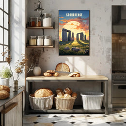 Stonehenge Sunset Illustration Cultural or Heritage Poster PosterGoat