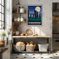 Stonehenge Under Moonlight Vintage Travel Poster PosterGoat