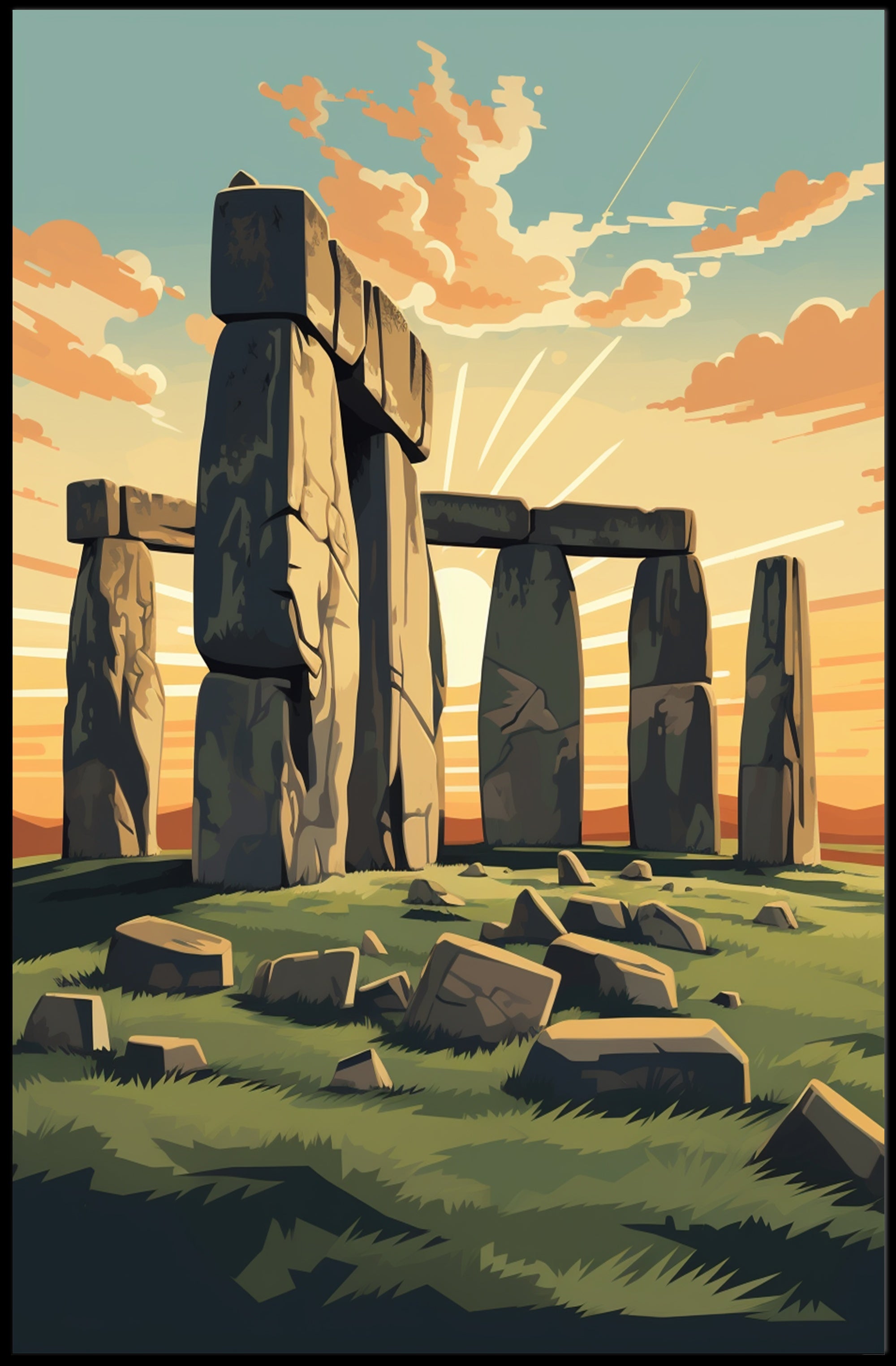 Stonehenge at Dusk: Majestic Cultural or Heritage Poster PosterGoat