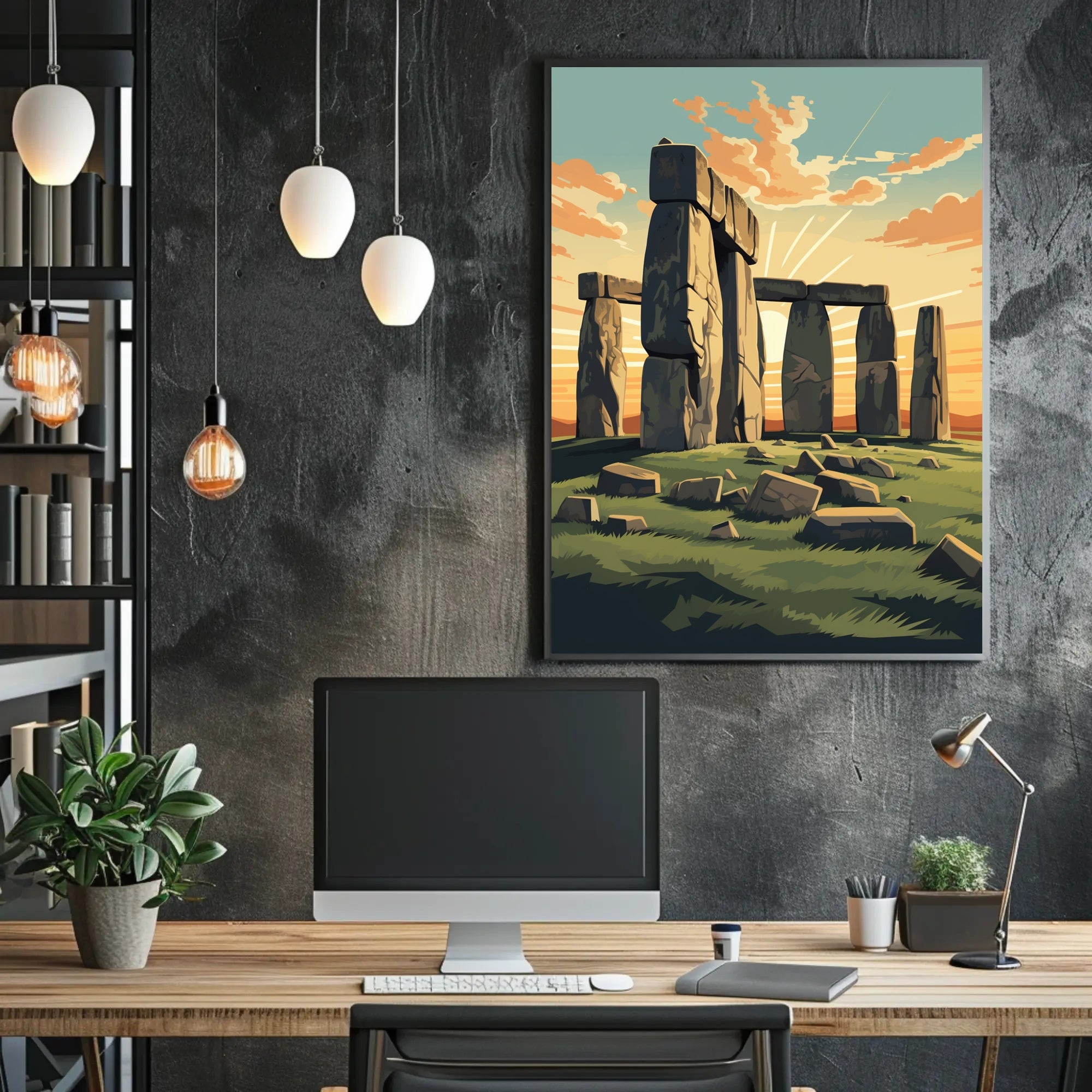 Stonehenge at Dusk: Majestic Cultural or Heritage Poster PosterGoat