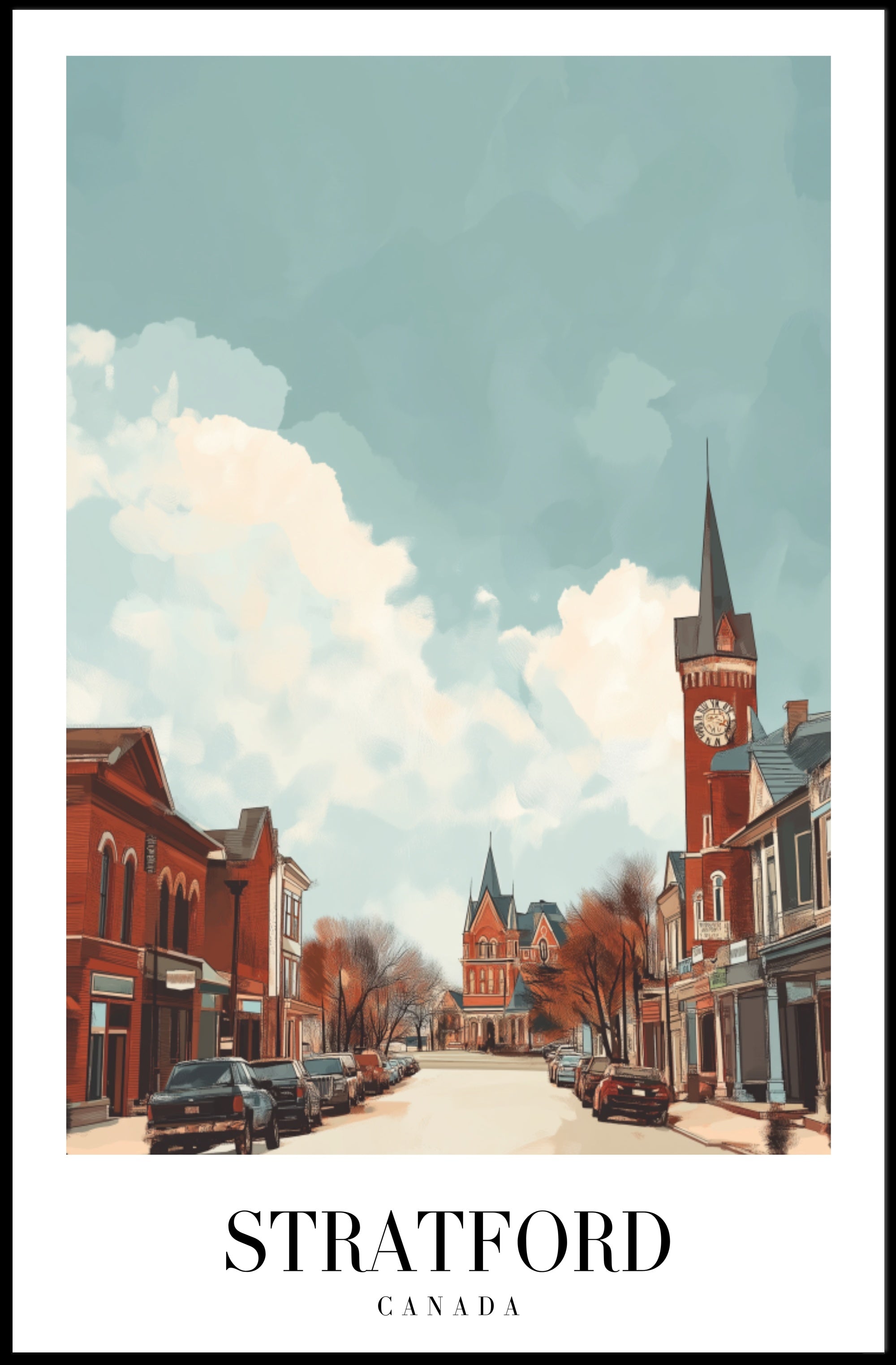 Stratford Street View: Vintage Buildings Urban or Cityscape Poster PosterGoat