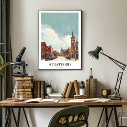 Stratford Street View: Vintage Buildings Urban or Cityscape Poster PosterGoat