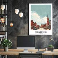 Stratford Street View: Vintage Buildings Urban or Cityscape Poster PosterGoat