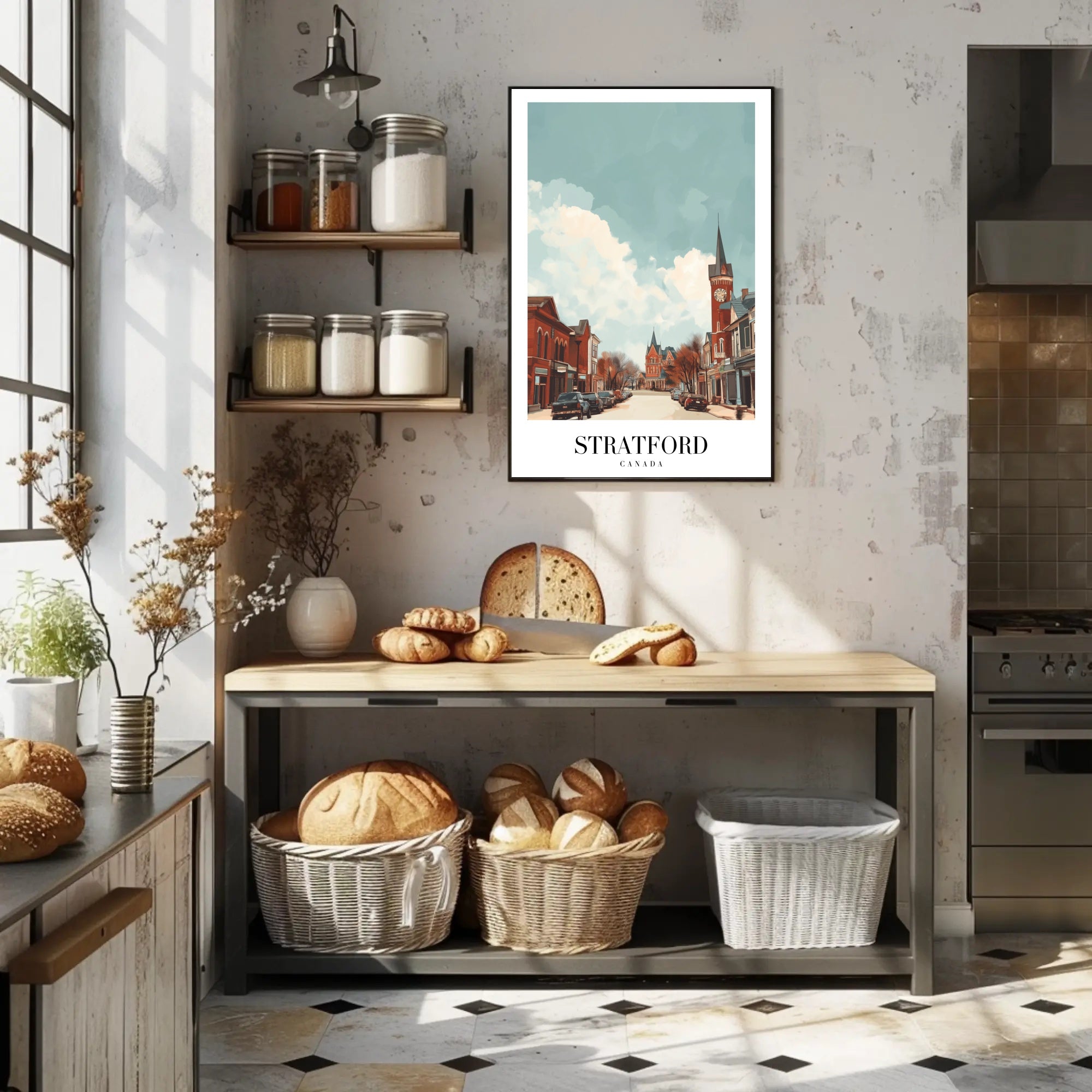 Stratford Street View: Vintage Buildings Urban or Cityscape Poster PosterGoat