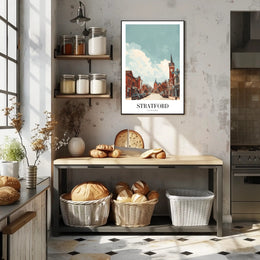 Stratford Street View: Vintage Buildings Urban or Cityscape Poster PosterGoat