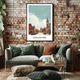 Stratford Street View: Vintage Buildings Urban or Cityscape Poster PosterGoat