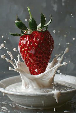Strawberry Milk Splash Hyper-Realistic Art Poster PosterGoat