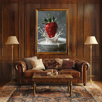 Strawberry Milk Splash Hyper-Realistic Art Poster PosterGoat