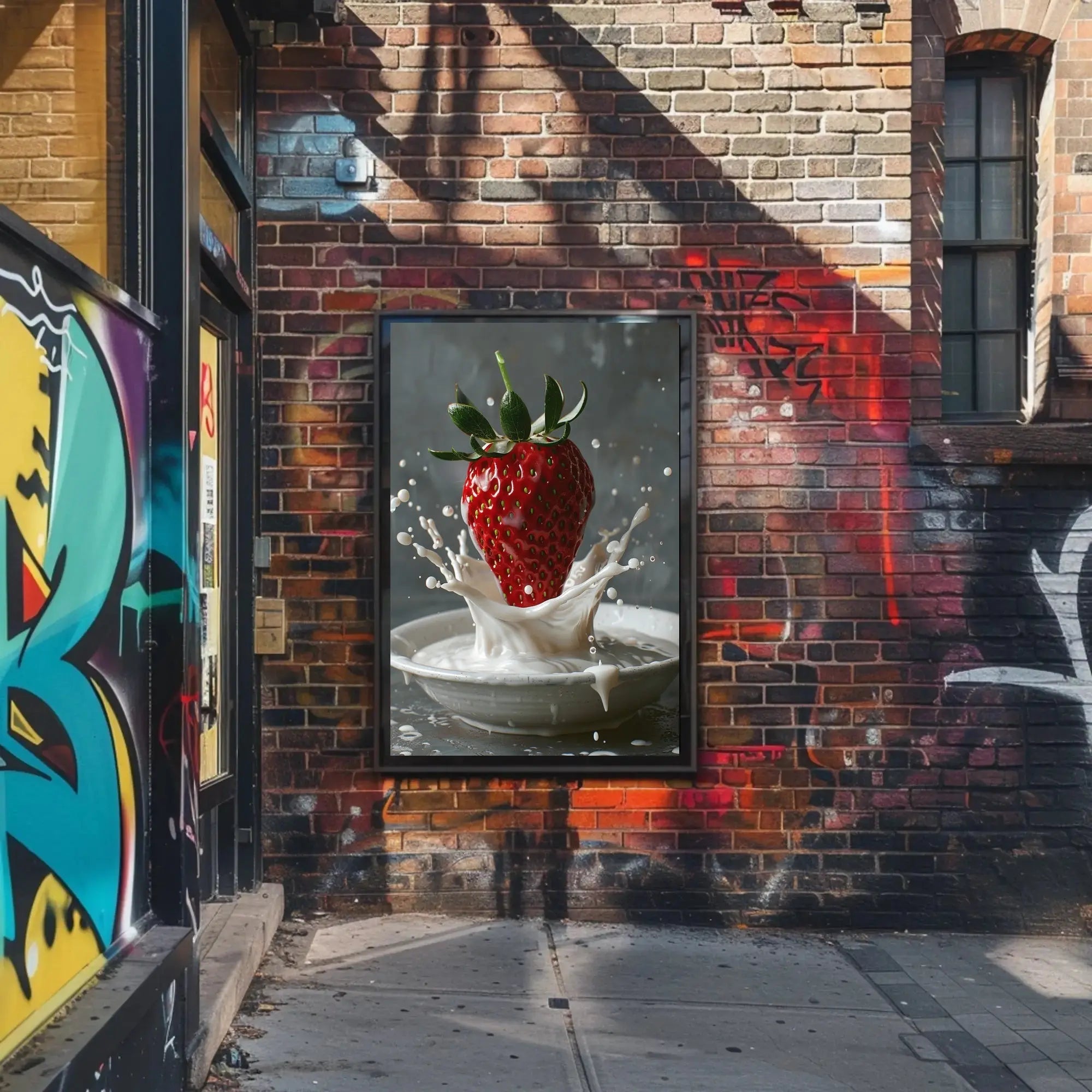 Strawberry Milk Splash Hyper-Realistic Art Poster PosterGoat