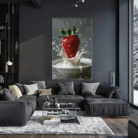 Strawberry Milk Splash Hyper-Realistic Art Poster PosterGoat