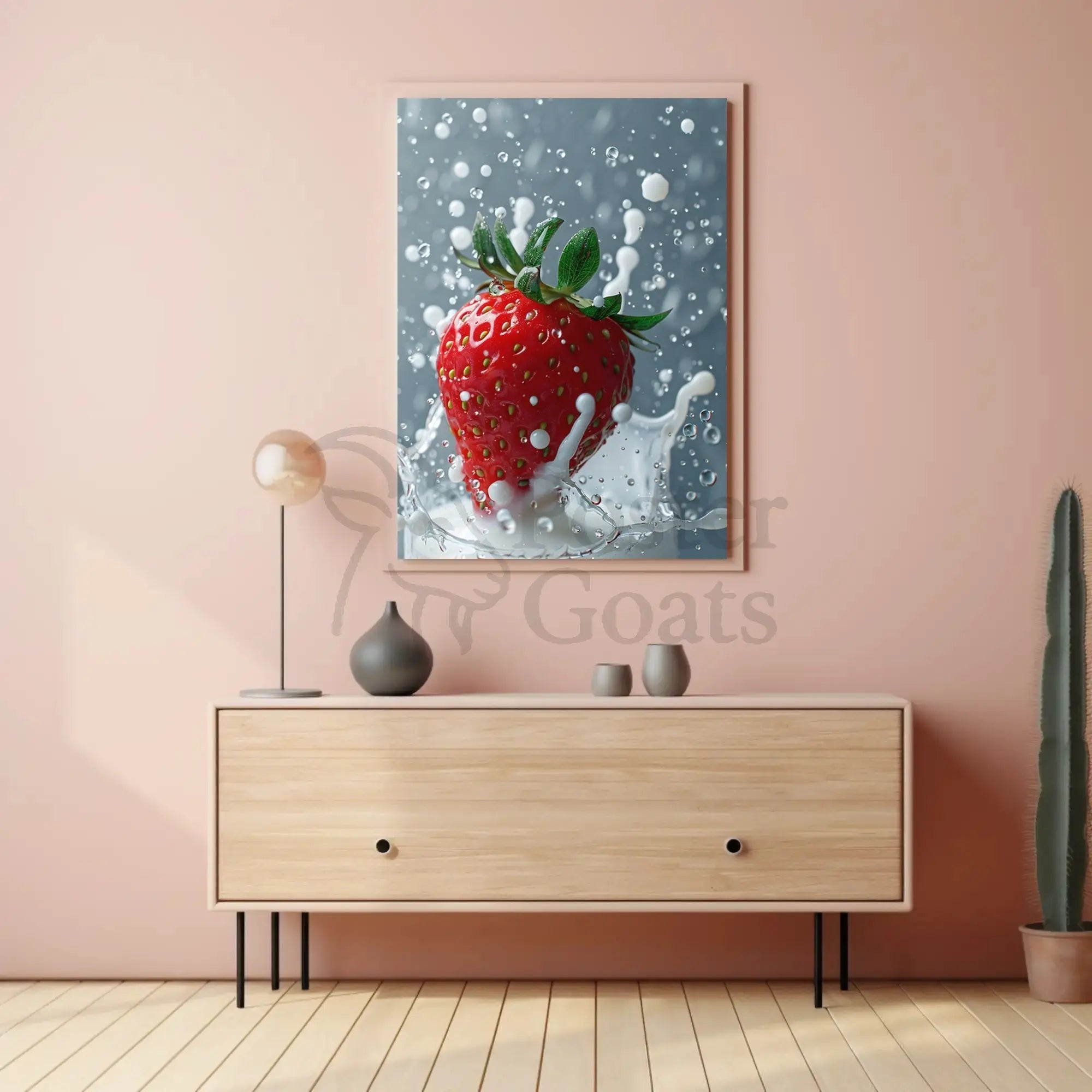 Strawberry Splash Energy Art Print PosterGoat