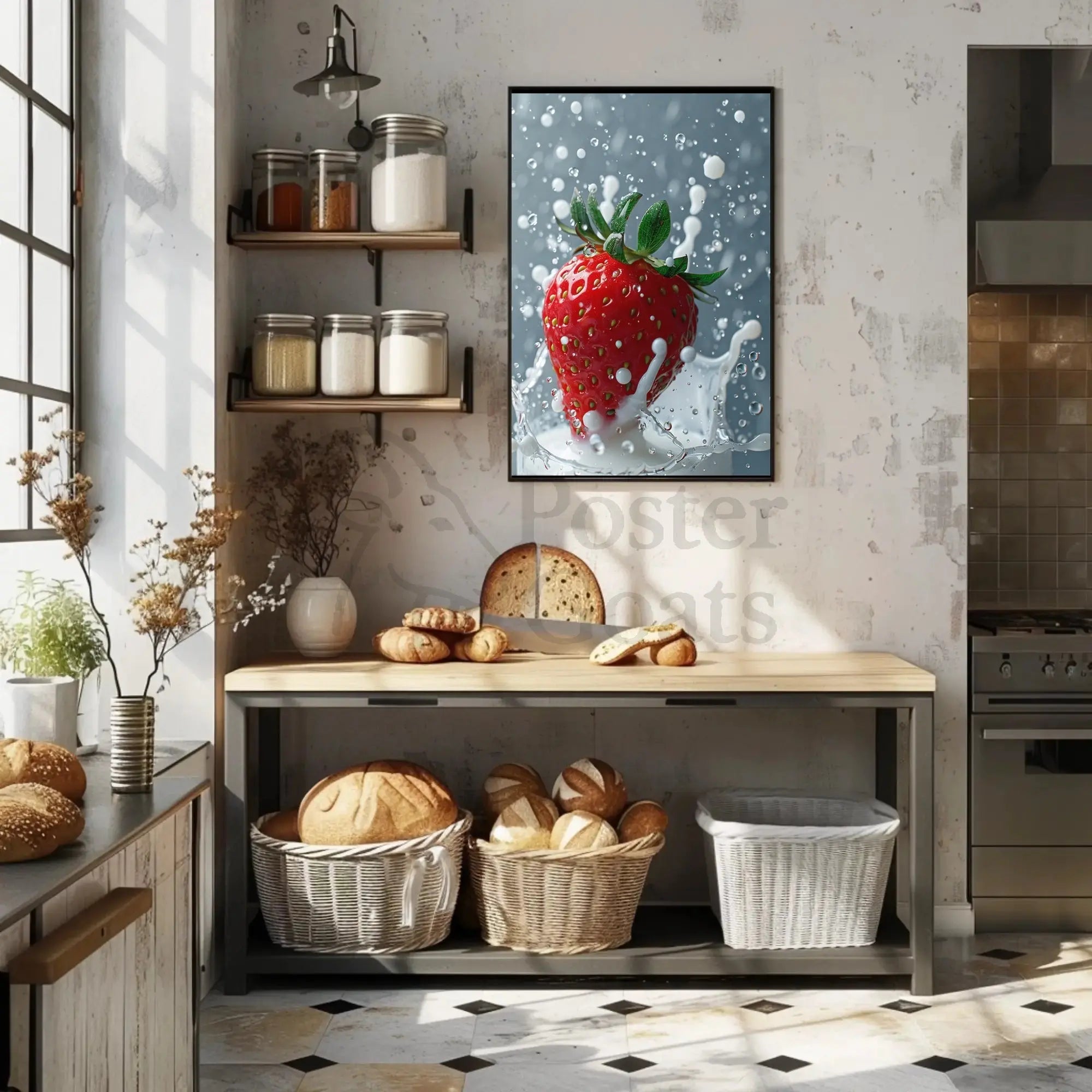 Strawberry Splash Energy Art Print PosterGoat
