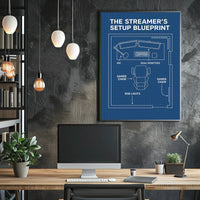 Streamer Setup Blueprint Poster - Educational or Infographic Poster PosterGoat