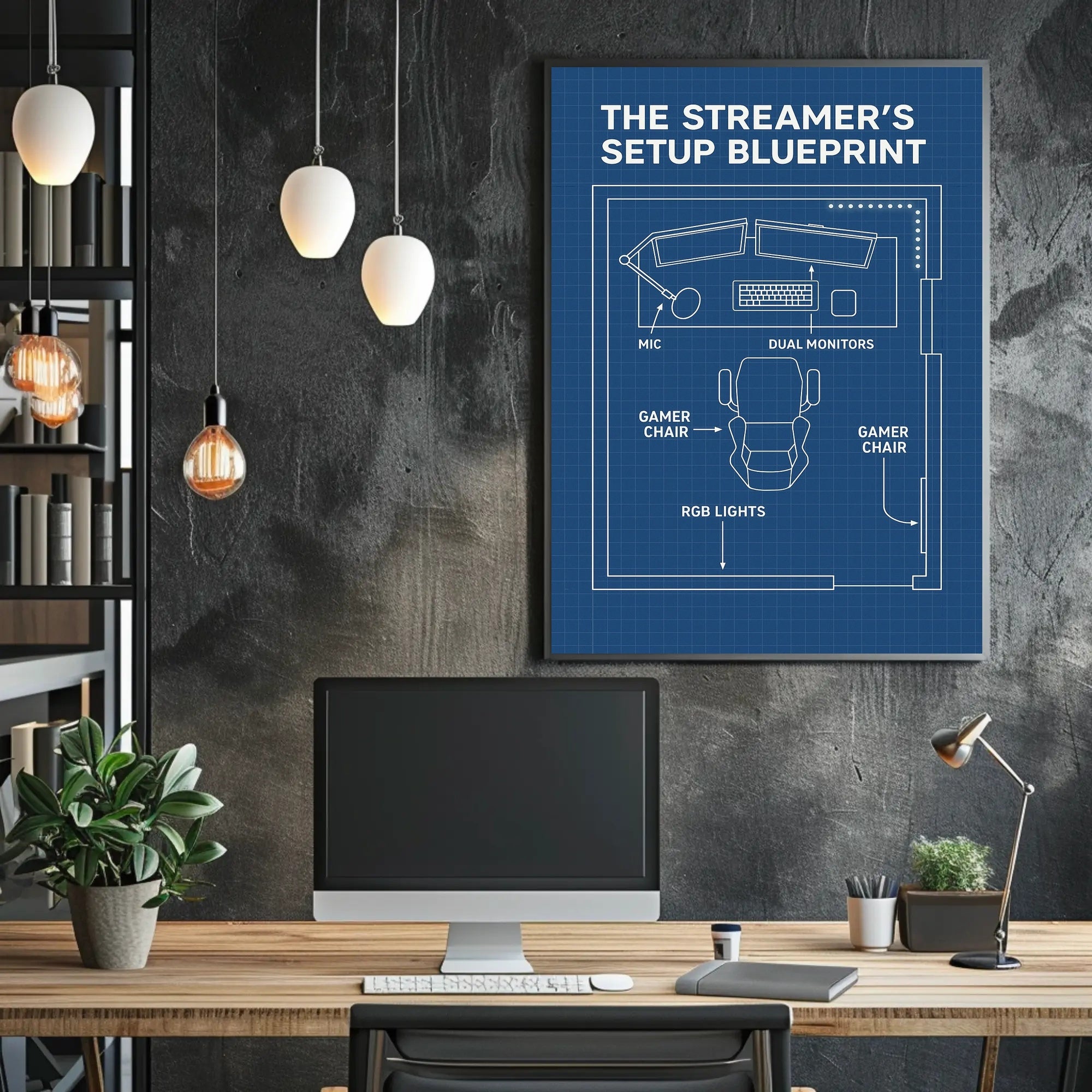 Streamer Setup Blueprint Poster - Educational or Infographic Poster PosterGoat