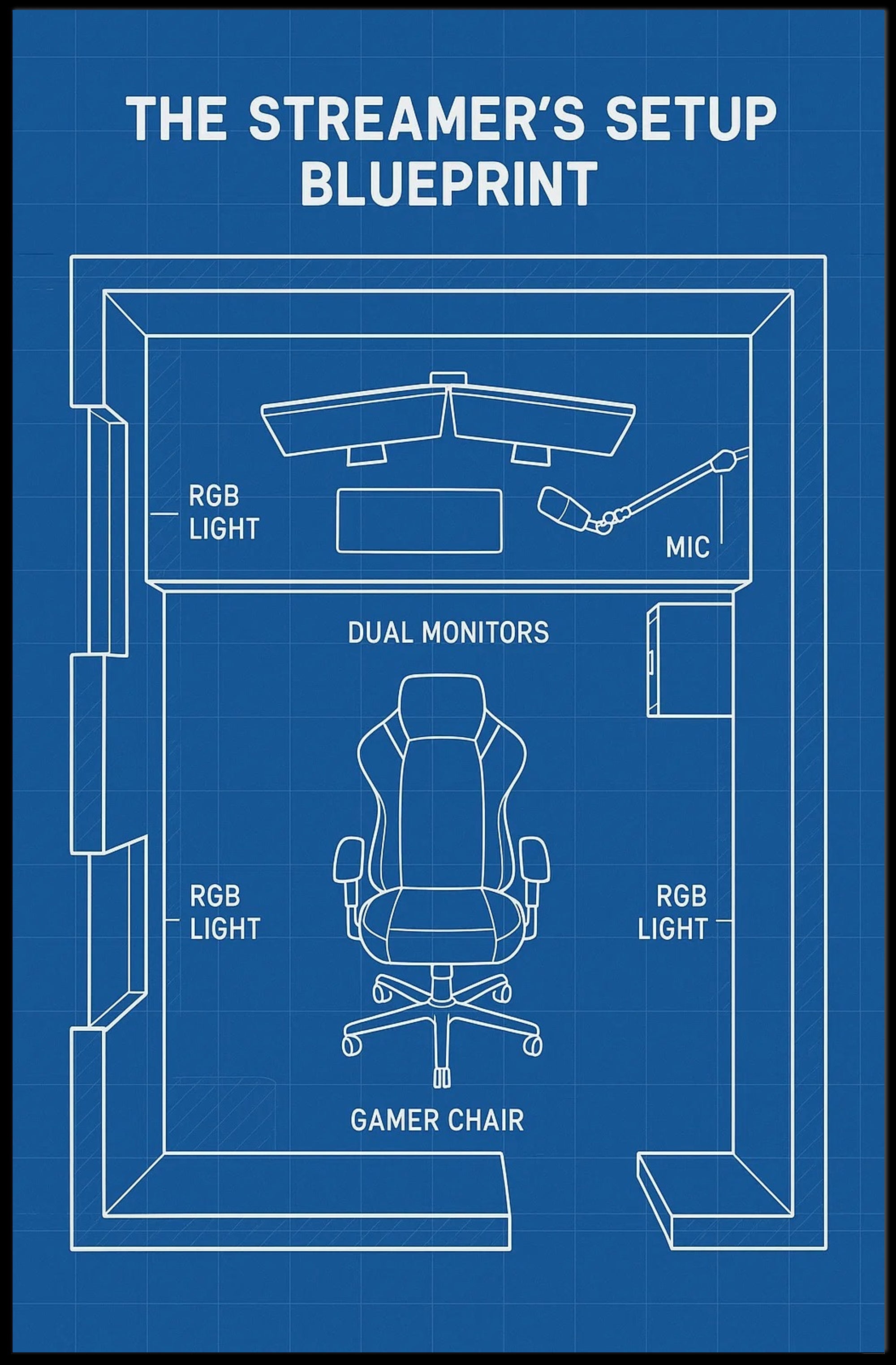 Streamer Setup Blueprint: Ideal Gaming Room Poster PosterGoat