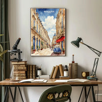 Street View of Bordeaux Watercolor Urban or Cityscape Poster PosterGoat