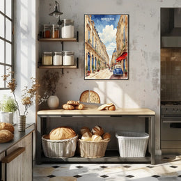 Street View of Bordeaux Watercolor Urban or Cityscape Poster PosterGoat
