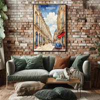 Street View of Bordeaux Watercolor Urban or Cityscape Poster PosterGoat
