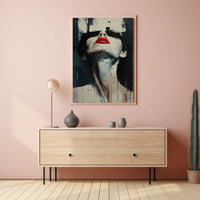 Striking Red Lips Abstract Art Print - Artistic Poster PosterGoat