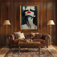 Striking Red Lips Abstract Art Print - Artistic Poster PosterGoat