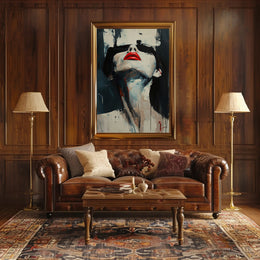 Striking Red Lips Abstract Art Print - Artistic Poster PosterGoat