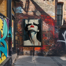 Striking Red Lips Abstract Art Print - Artistic Poster PosterGoat