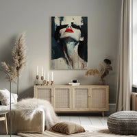 Striking Red Lips Abstract Art Print - Artistic Poster PosterGoat