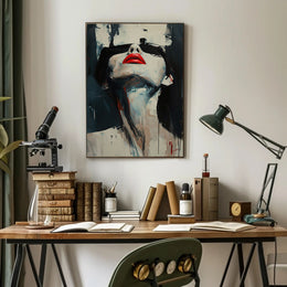 Striking Red Lips Abstract Art Print - Artistic Poster PosterGoat
