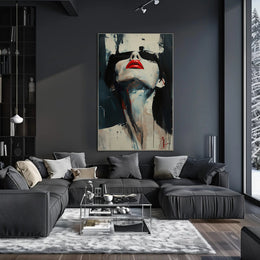 Striking Red Lips Abstract Art Print - Artistic Poster PosterGoat
