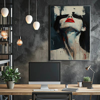 Striking Red Lips Abstract Art Print - Artistic Poster PosterGoat