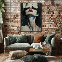 Striking Red Lips Abstract Art Print - Artistic Poster PosterGoat
